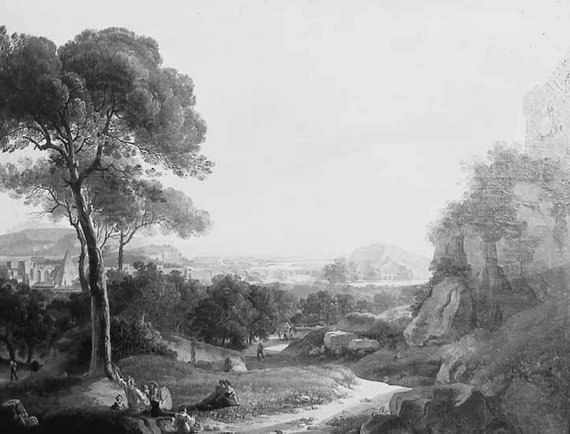 Luigi Basiletti 9 Veduta di Roma con porta san Paolo e la valle del Tevere