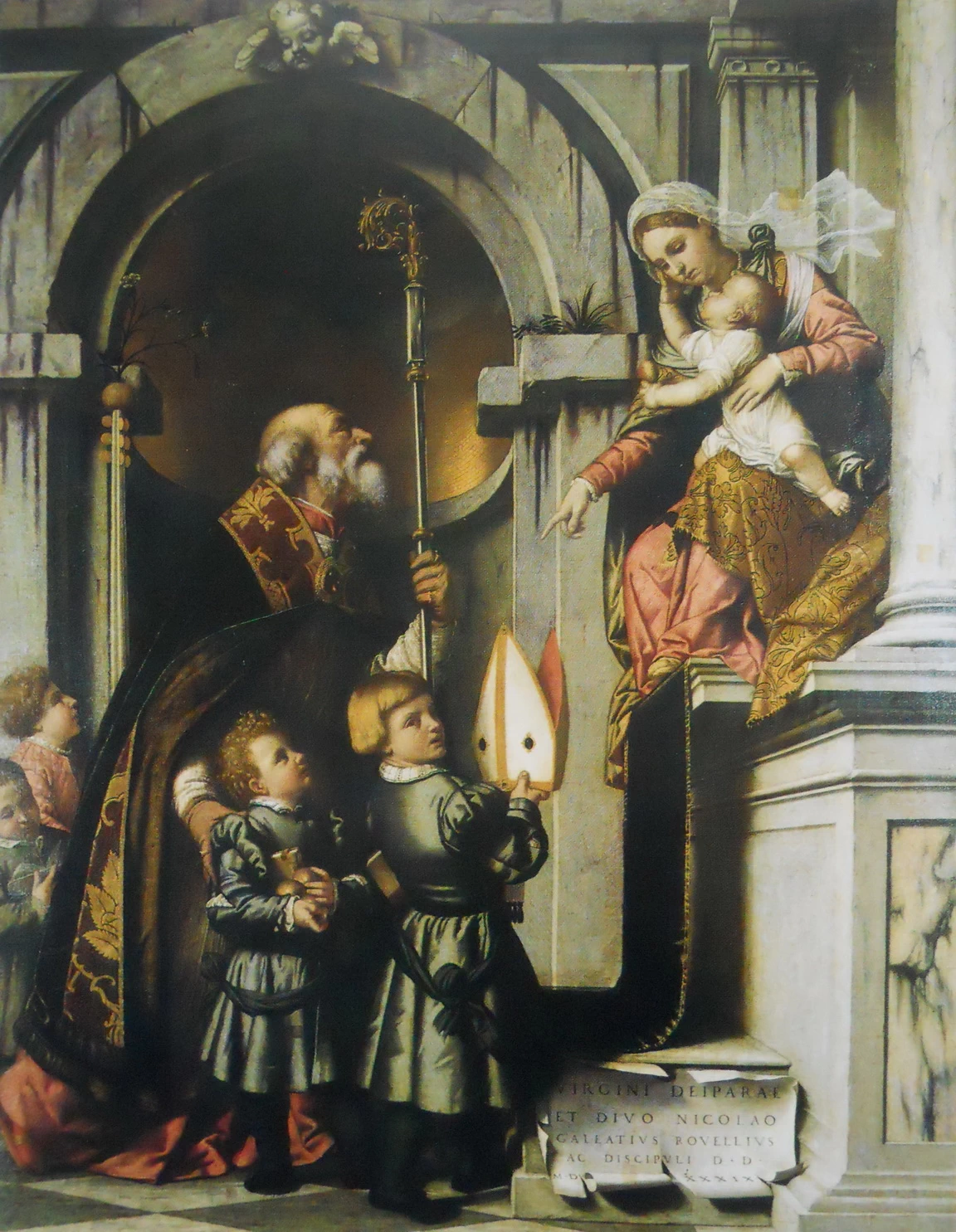 3 Bonvicino Alessandro Moretto San Nicola presenta gli allievi di Galeazzo Rovelli alla Madonna