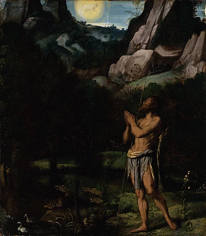 75 Alessandro Bonvicino Moretto Giovanni Battista nel deserto Los Angeles County Museum of Art