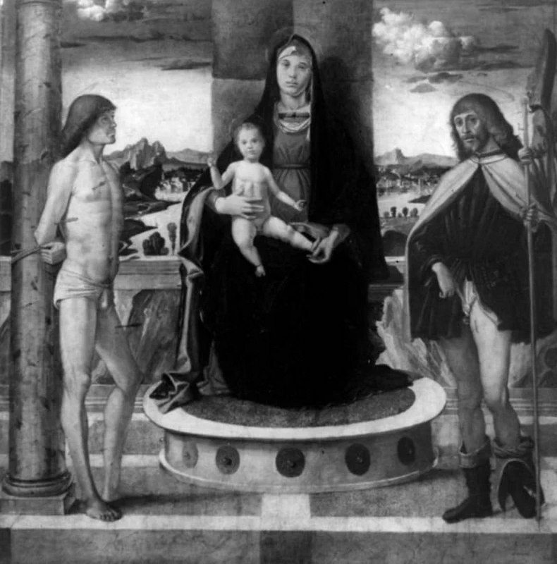 Bartolomeo Montagna 54 Madonna con Bambino in trono tra San Sebastiano e San Rocco Bergamo, Accademia Carrara