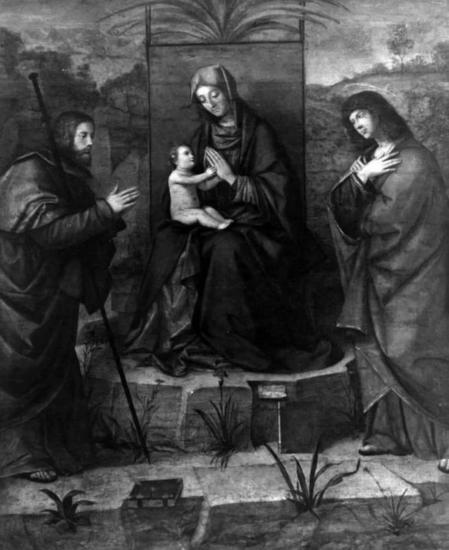 Bartolomeo Montagna 59 Madonna con Bambino tra San Giacomo e San Giovanni Evangelista Glasqow, Art Gallery