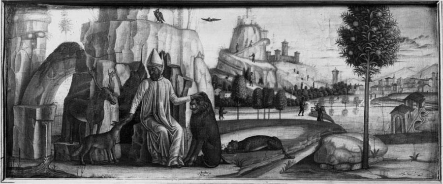 Bartolomeo Montagna 83 San Biagio nella spelonca visitato dagli animali Vicenza, Pinacoteca Civica