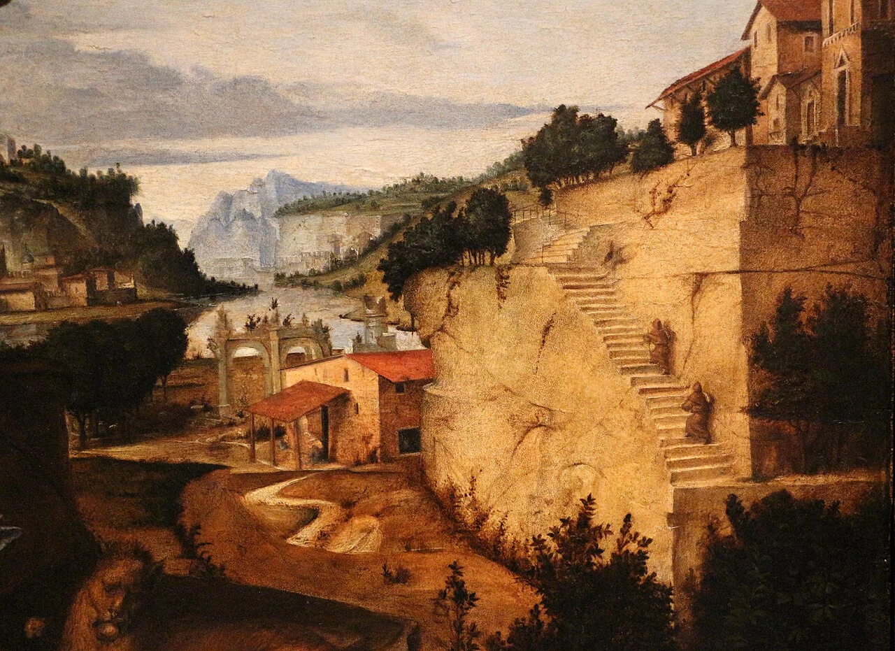Bartolomeo Montagna 95 San Girolamo nel deserto Pinacoteca Brera, Milano dettaglio