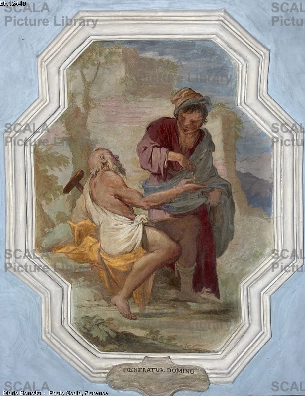  42-L' Elemosina - affresco - Antonio Paglia - 1718 - Ospitaletto (Bs) chiesa parrocchiale di S. Giacomo Maggiore-archivio Scala