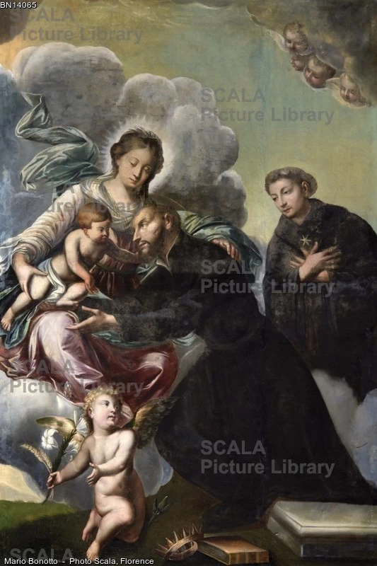50-Madonna col Bambino con S. Gaetano da Thiene e S. Nicola da Tolentino - olio su tela - Antonio Paglia - 1728 - Bedizzole (Bs), chiesa parrocchiale di Santo Stefano-archivio Scala