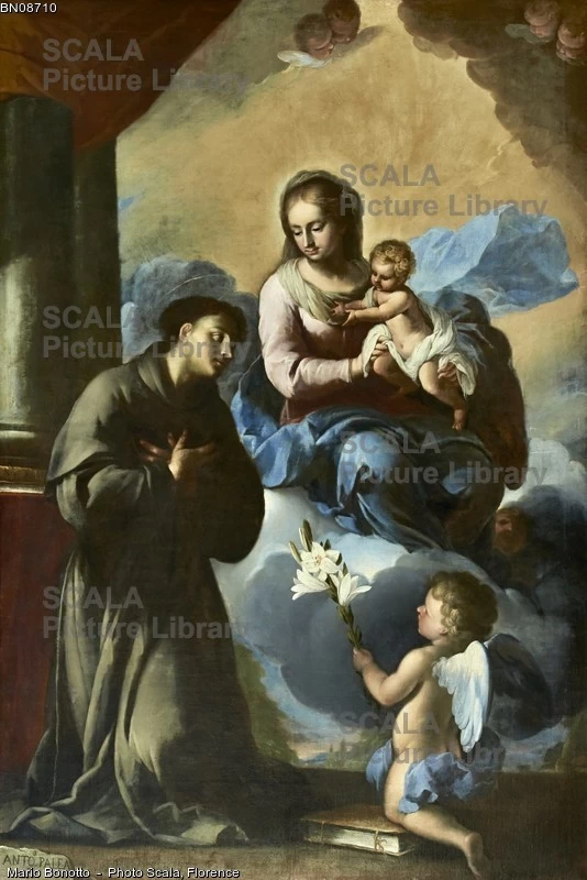 52-Madonna col Bambino con Sant'Antonio di Padova - olio su tela - Antonio Paglia - XVIII secolo . Brescia, chiesa di Santa Maria in Calchera-archivio Scala 