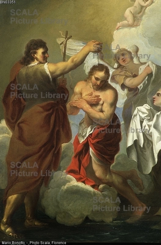 55-Paderno Franciacorta (Bs) - Parrocchiale di S.Pancrazio Battesimo di Cristo - olio su tela - Antonio Paglia - XVIII sec.-archivio Scala 