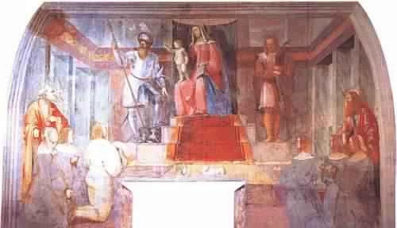 Il Romanino 468 Tavernola, Pieve di San Pietro Madonna in trono col Bambino e santi