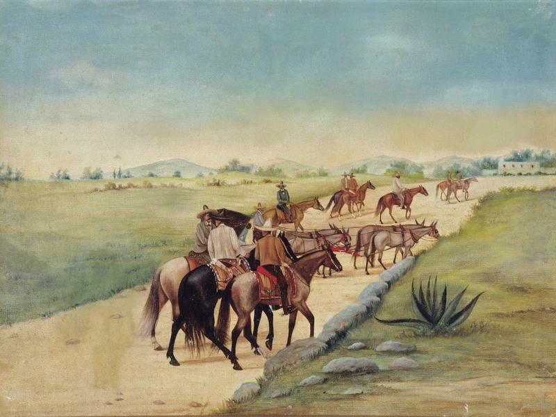1866 Trinidad Ernesto Timoteo Francisco Icaza Sánchez Cavalieri e carrozza con una squadra di quattro muli