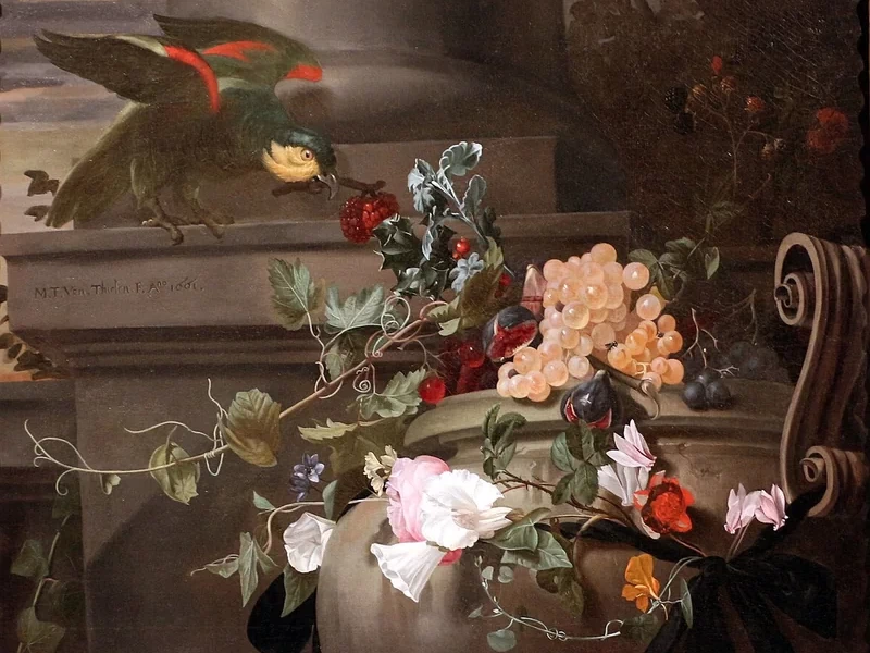 1640 Maria Theresa van Thielen Natura morta con pappagallo Milwaukee Art Museum