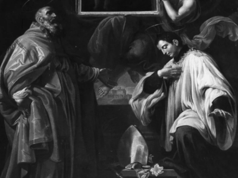 1761 Prospero Antonio Felice Maria Mallerini San Biagio e San Luigi Gonzaga venerano l'immagine della Madonna con Bambino Sant'angelo Romano (RM)