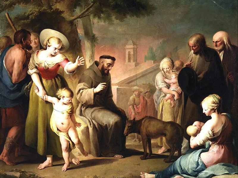 1731 José Camarón Bonanat La conversione del Lupo di Gubbio da parte di San Francesco d'Assisi Museo del Prado, Madrid