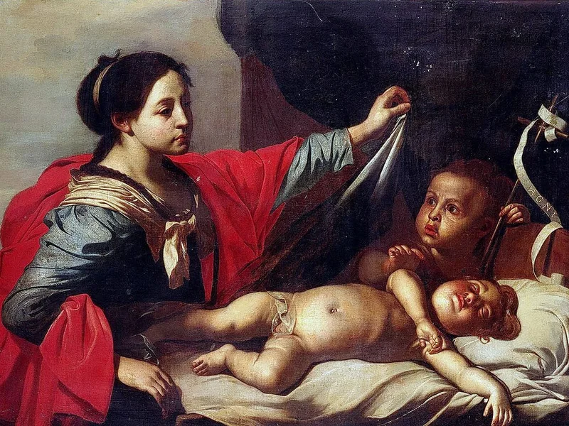 1638 Jean Guillaume Carlier Santa Vergine con il Bambino Gesù e San Giovanni Battista
