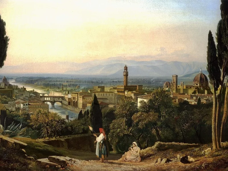 1812 William James Muller Veduta di Firenze e del fiume Arno da San Miniato