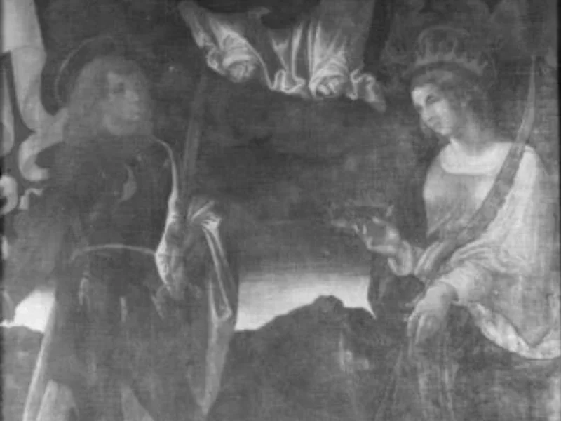 1573 Paolo Dal Pozzo Madonna con Bambino in gloria tra i San Vittore e Santa Corona Chiesa di S. Pietro Apostolo, Feltre