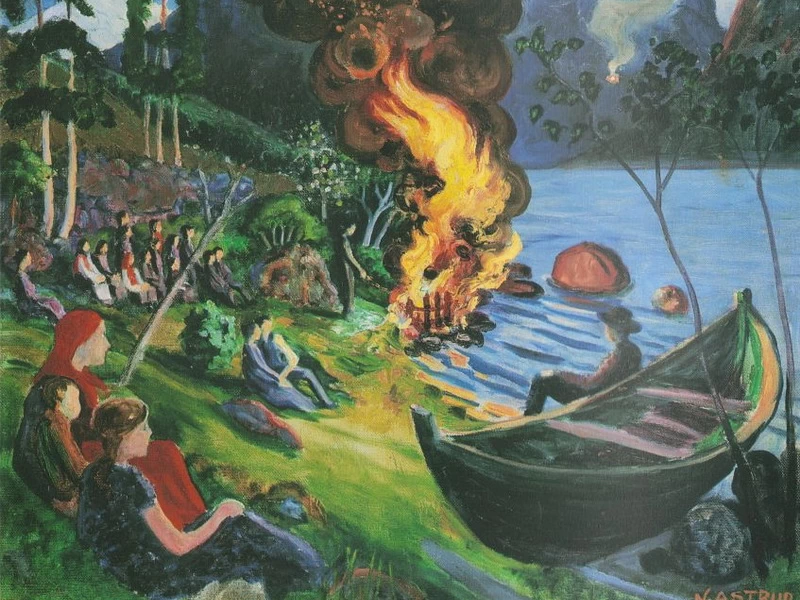 1880 Nikolai Astrup Falò di S. Hans a Jølstervatnet, 1909