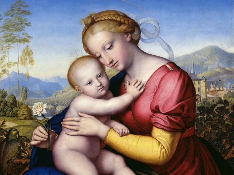 1802 Jakob Götzenberger Madonna con Bambino e pappagallo Städtische Galerie im Lenbachhaus und Kunstbau München
