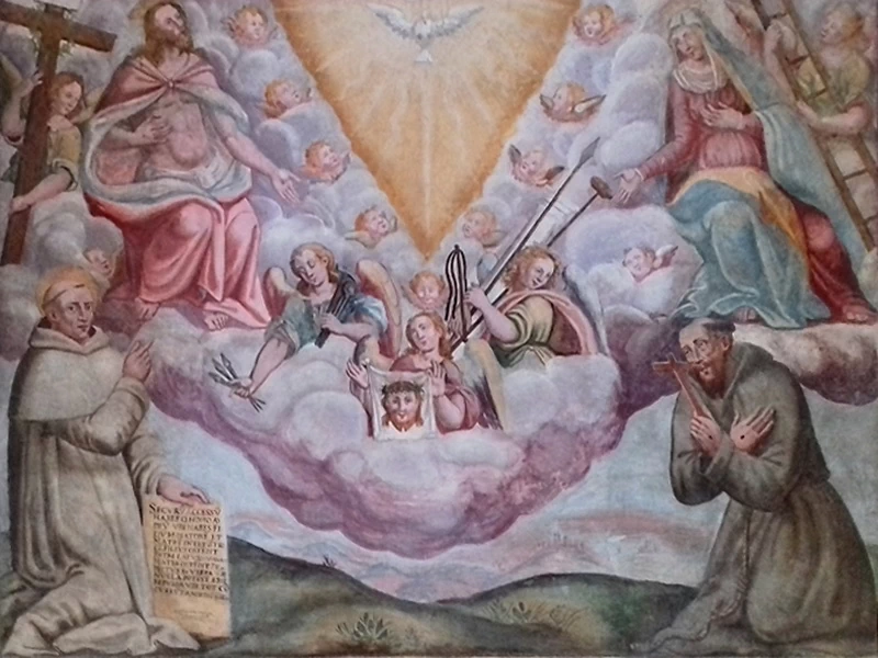 1537 Angelo Guerra d'Anagni Gesù e la Vergine con San Francesco e Sant'Antonio da Padova Chiesa della SS. Trinità di Scurcola Marsicana Cappella dell'Angelo Custode