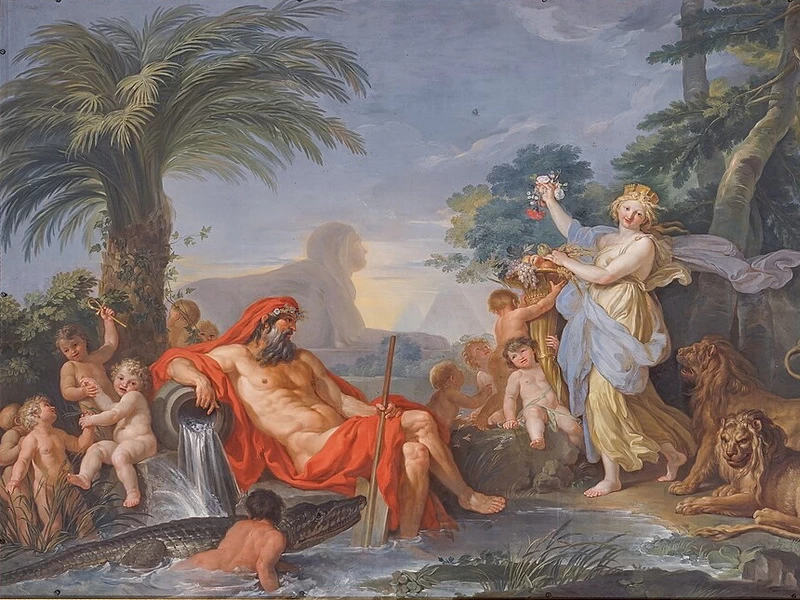 1734 Tommaso Maria Conca Il Fiume Nilo con la dea Cibele Roma, Galleria Borghese. Sala Egizia