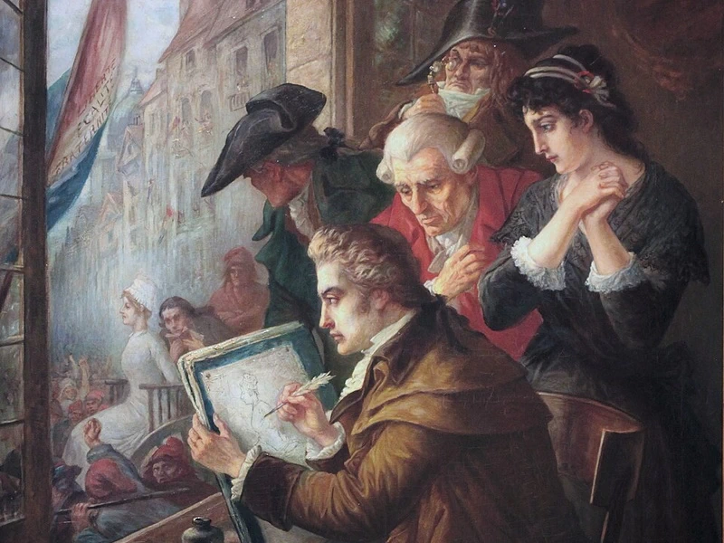 1837 Jean Emmanuel Van den Bussche Il pittore Louis David disegna Maria Antonietta condotta all'esecuzione
