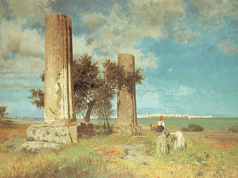 1850 Ettore De Maria Bergler Le rovine del Giove Olimpico a Siracusa (c.1891)