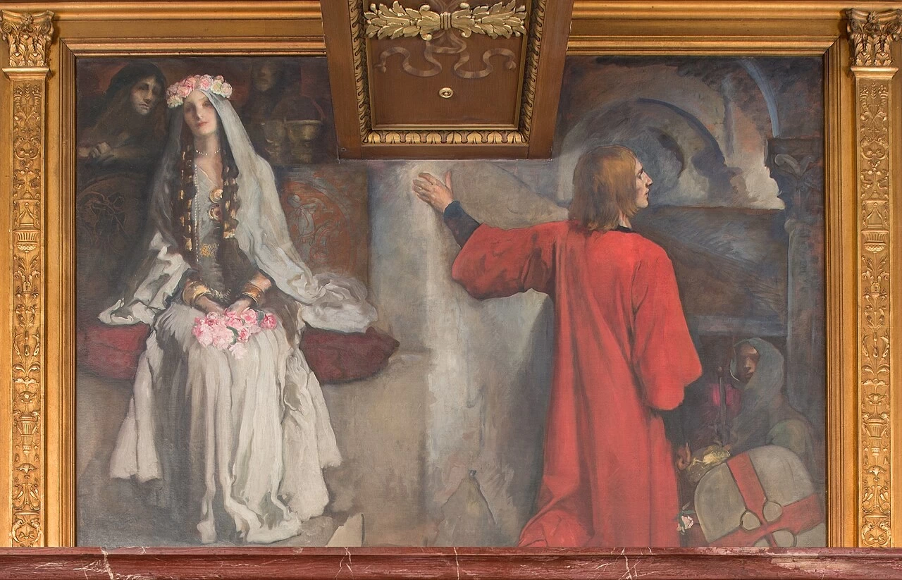 Edwin Austin Abbey 38 La ricerca e il raggiungimento del Santo Graal Biancofiore Boston Public Library Abbey