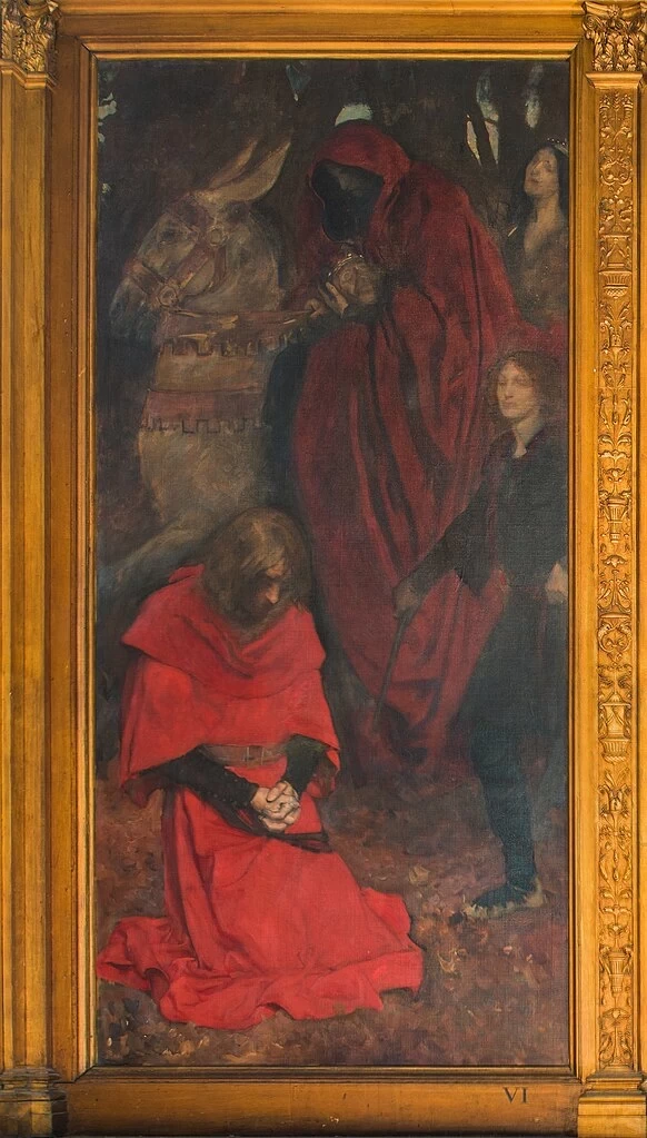 Edwin Austin Abbey 46 La ricerca e il raggiungimento del Santo Graal La donzella ripugnantes