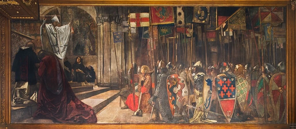 Edwin Austin Abbey 48 La ricerca e il raggiungimento del Santo Graal La partenza