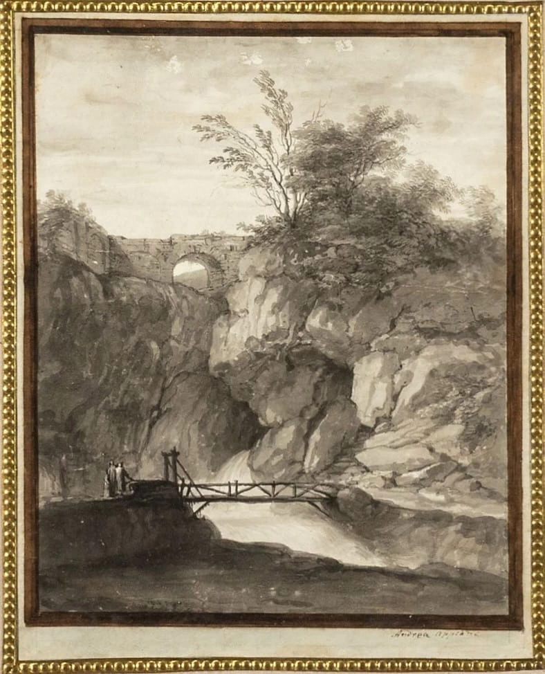 Paesaggio con cascata