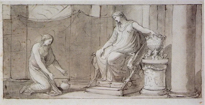 Psiche chiede a Proserpina il vaso della bellezza