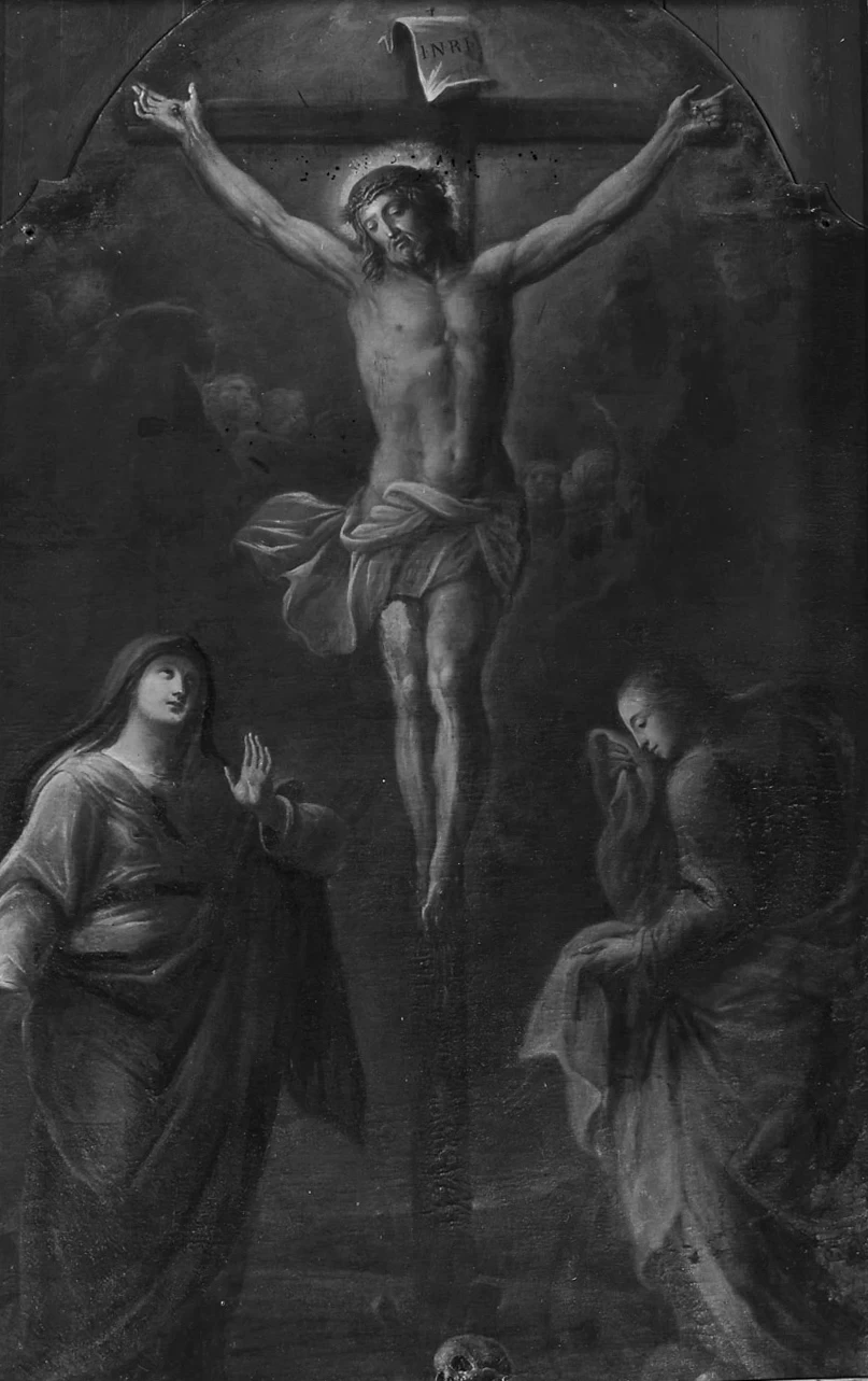 Francesco Appiani 11 crocifissione di Cristo con la Madonna, San Giovanni Evangelista, Stephaton e Longino Assisi
