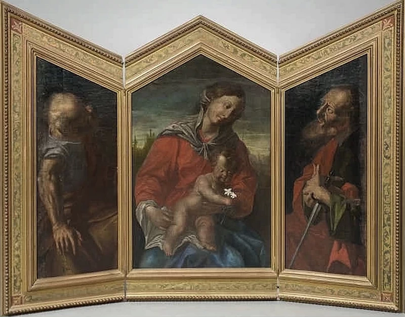 Giuseppe Bazzani 158 Trittico della Vergine col Bambino tra San Pietro e San Paolo