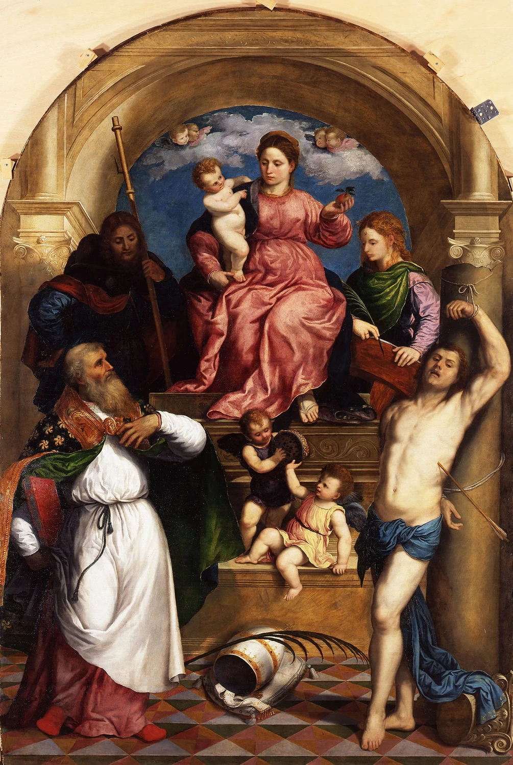 Paris Bordon 76 Madonna col Bambino e i santi Faviano, Caerina e Rocco Berlino, Gemäldegalerie