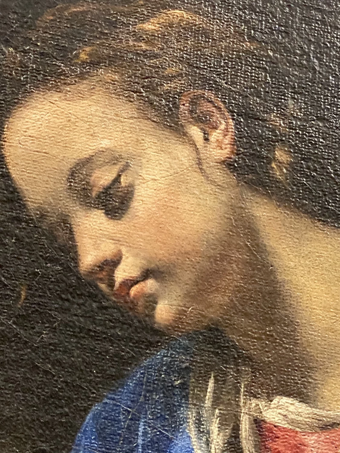 Orazio Borgianni 32 Sacra Famiglia con Santa Elisabetta, San Giovanni Battista e un angelo Galleria Nazionale d'Arte Antica, Roma dettaglio 1