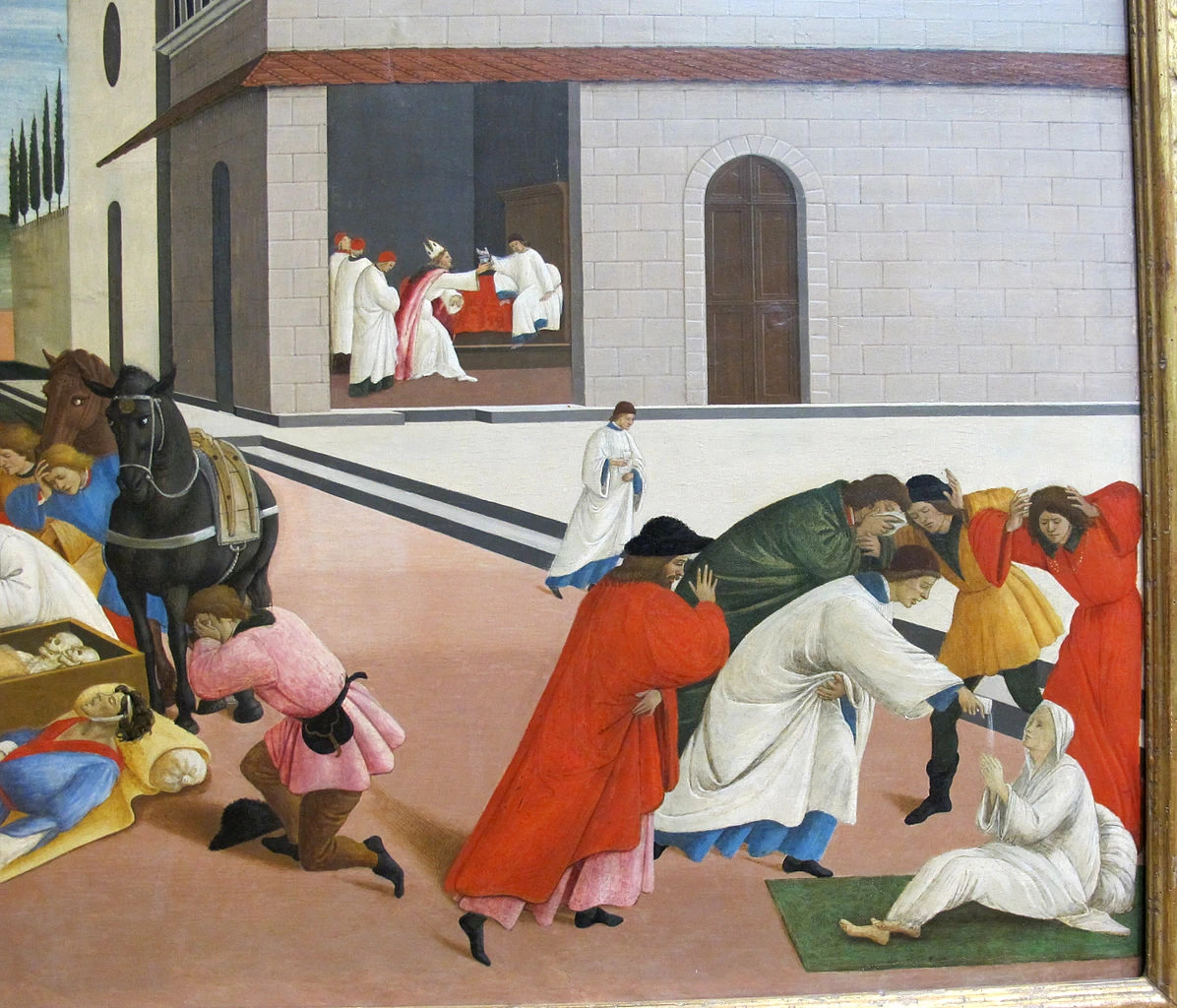 Botticelli 289 Tre miracoli di San Zenobiu Metropolitan Museum of Art, New York dettaglio 2