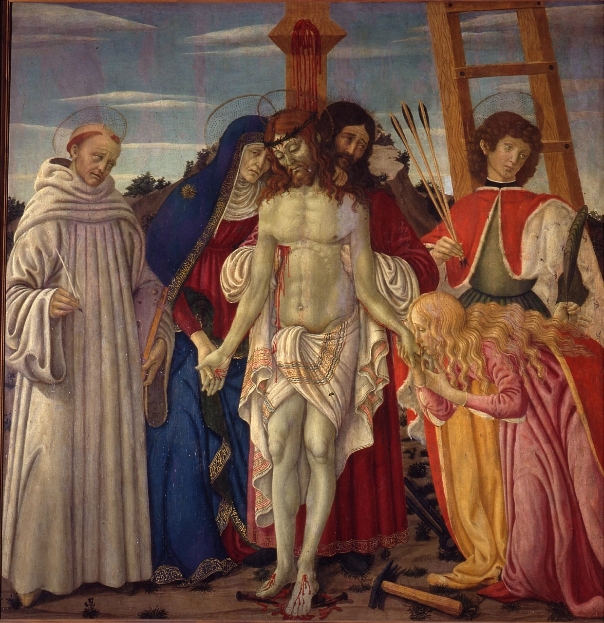 Raffaello Botticini 7 deposizione di Cristo dalla croce, Santi Chiesa di san Bartolomeo, Fiesole, Firenze attribuito