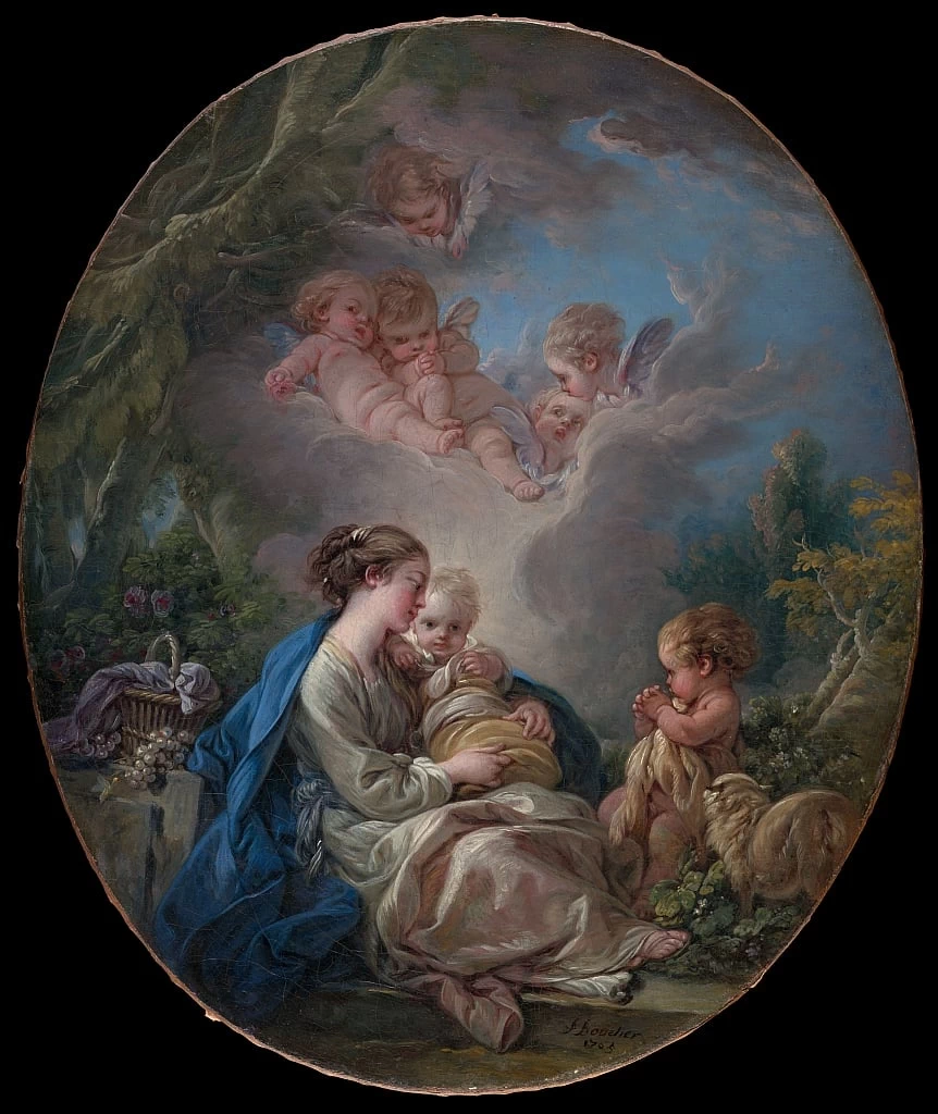 François Boucher 239 Vergine con Bambino e il giovane San Giovanni Battista e angeli
