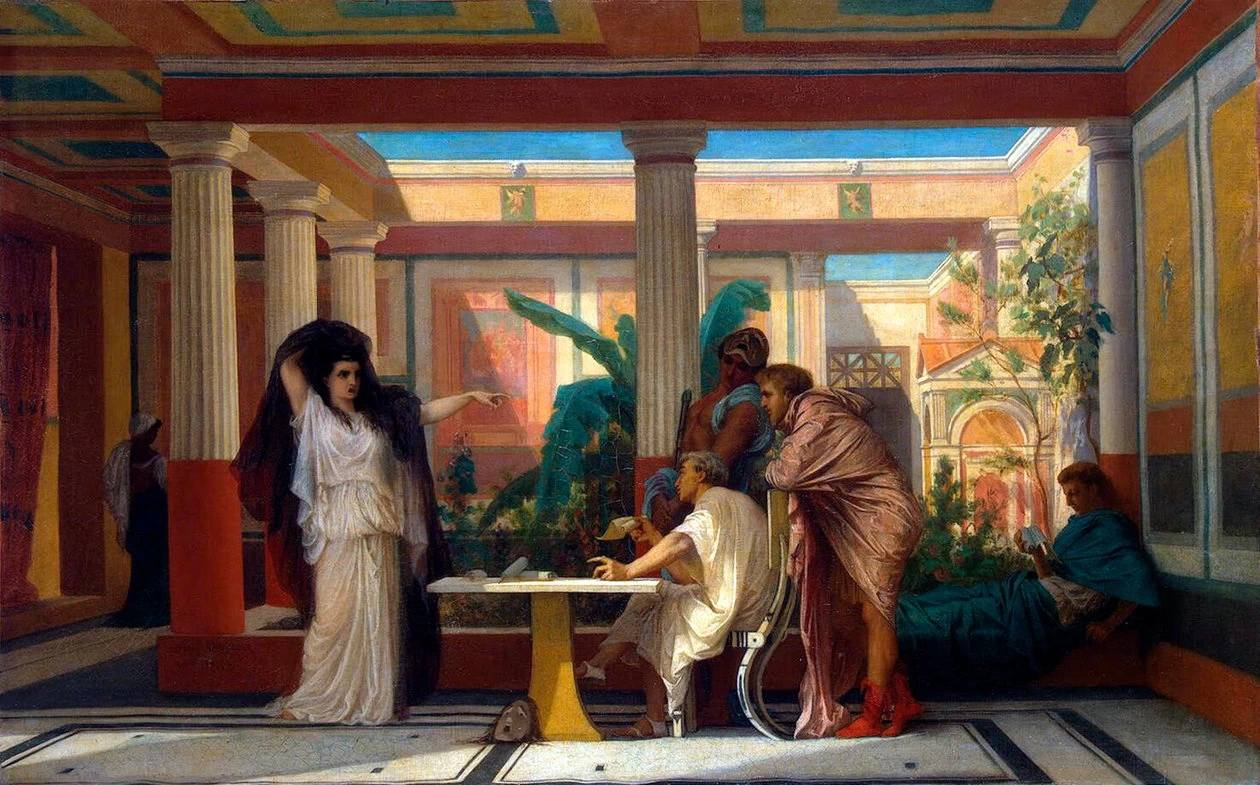 Gustave Rodolphe Clarence Boulanger 63 Prova teatrale nella casa di un poeta dell'antica Roma, 1855 Hermitage, San Pietroburgo