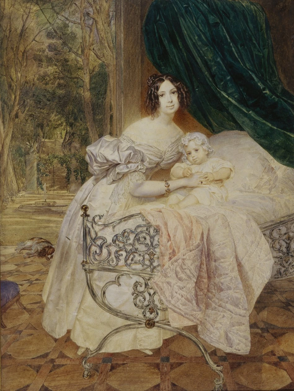 Karl Pavlovič Brjullov 118 Ritratto di Maria Buteneva con la figlia Maria, 1835