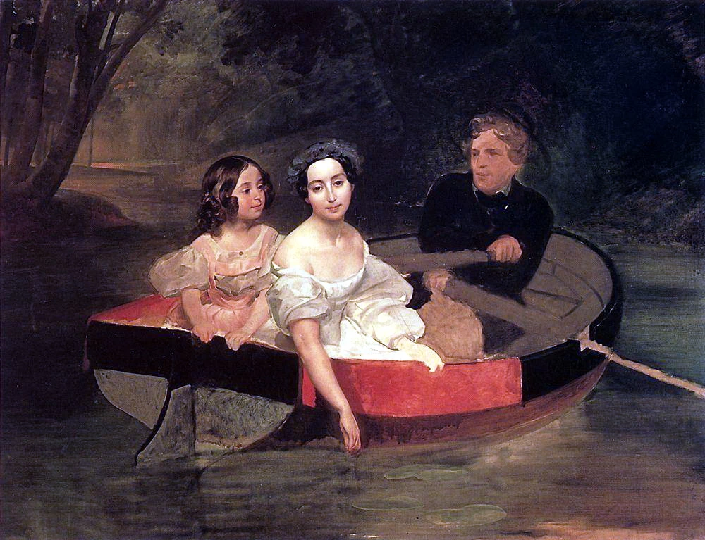 Karl Pavlovič Brjullov 5 Autoritratto con la baronessa Yekaterina Meller Zakomelskaya e sua figlia in una barca State Russian Museum, San Pietrobur