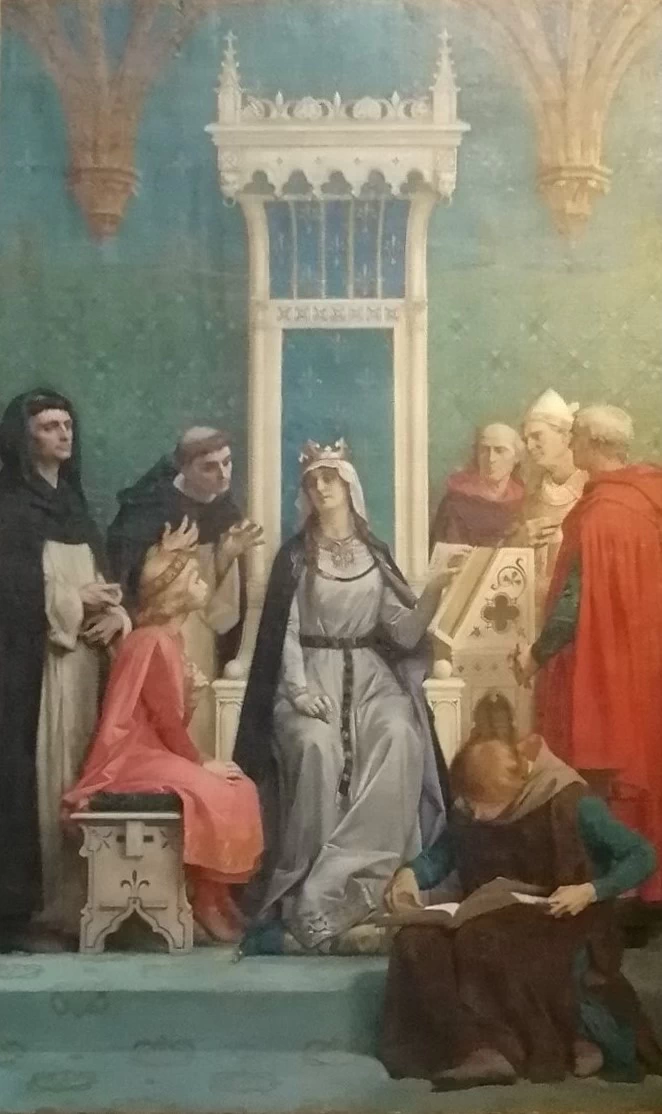 Alexandre Cabanel 46 La Vita di San Luigi La regina Bianca di Castiglia tiene una lezione al futuro re Luigi IX Pantheon di Parigi, 1874