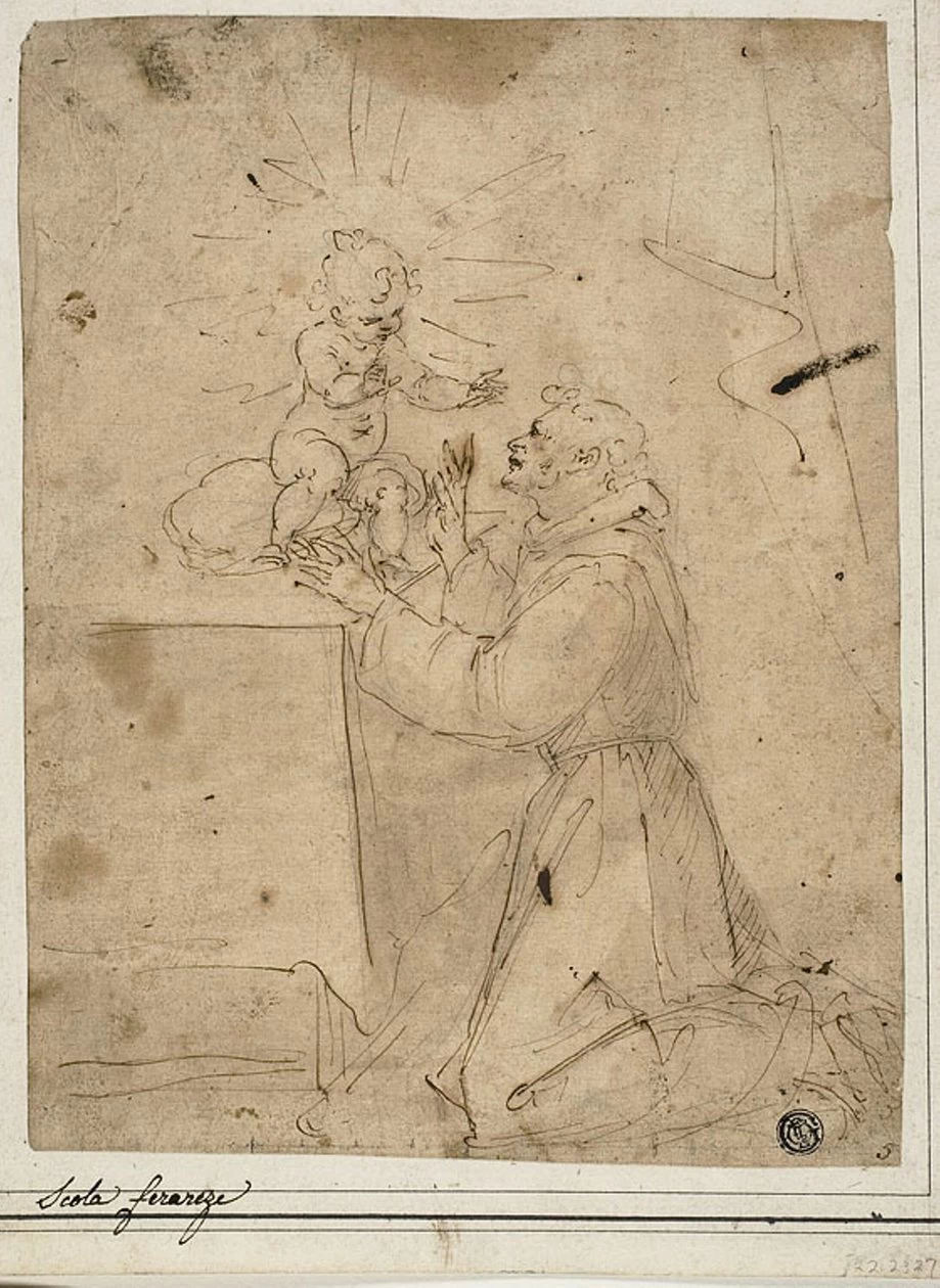 Guglielmo Caccia 137 Sant'Antonio di Padova adora il Bambino Gesù