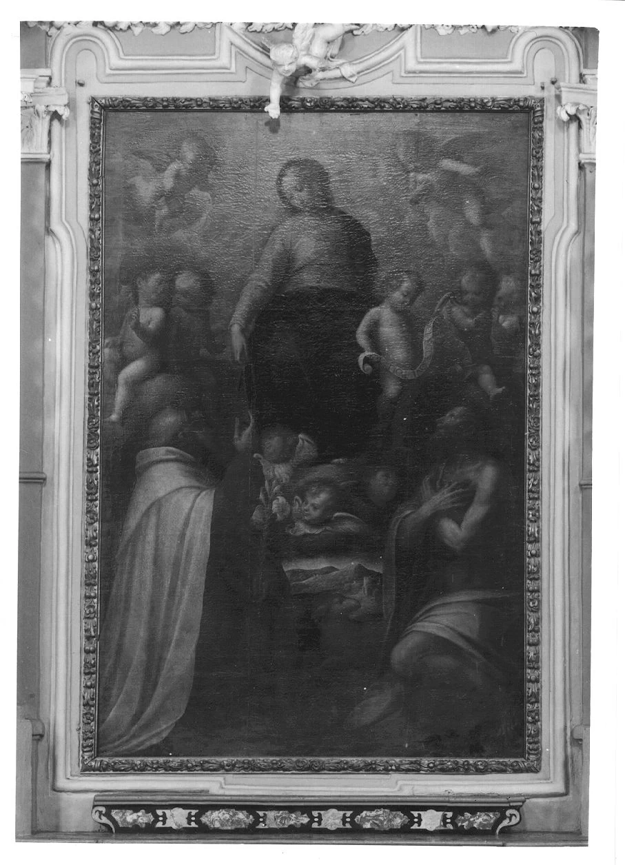 Guglielmo Caccia 30 Beata Vergine del Carmine. Madonna del Carmelo tra San Giovanni Battista e San Simone Stock Chiesa di S. Antonio Abate, Moncalvo