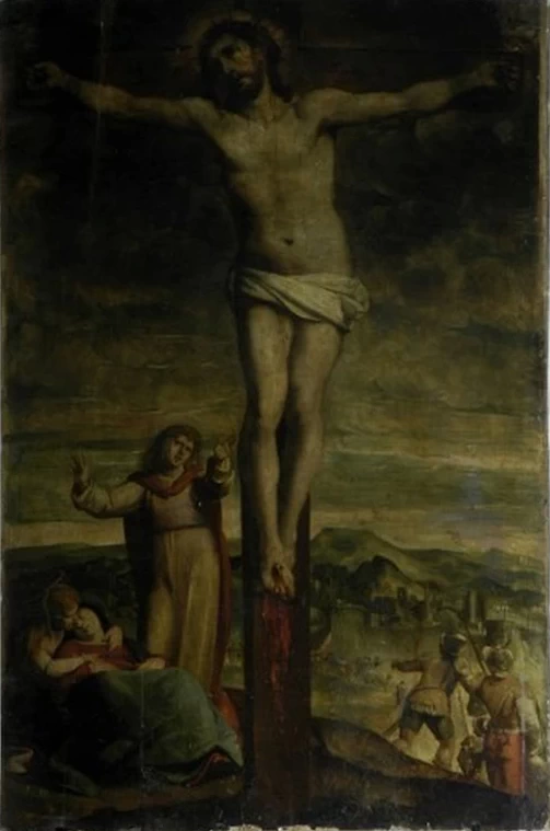 Luca Cambiaso 72 Gesù crocifisso con la Madonna e San Giovanni