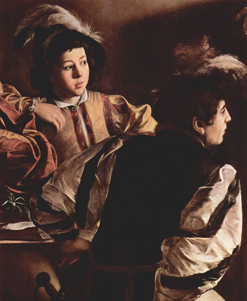 Caravaggio, Michelangelo Merisi 166 La chiamata di Matteo Contarelli Chapel, San Luigi dei Francesi, Roma dettaglio