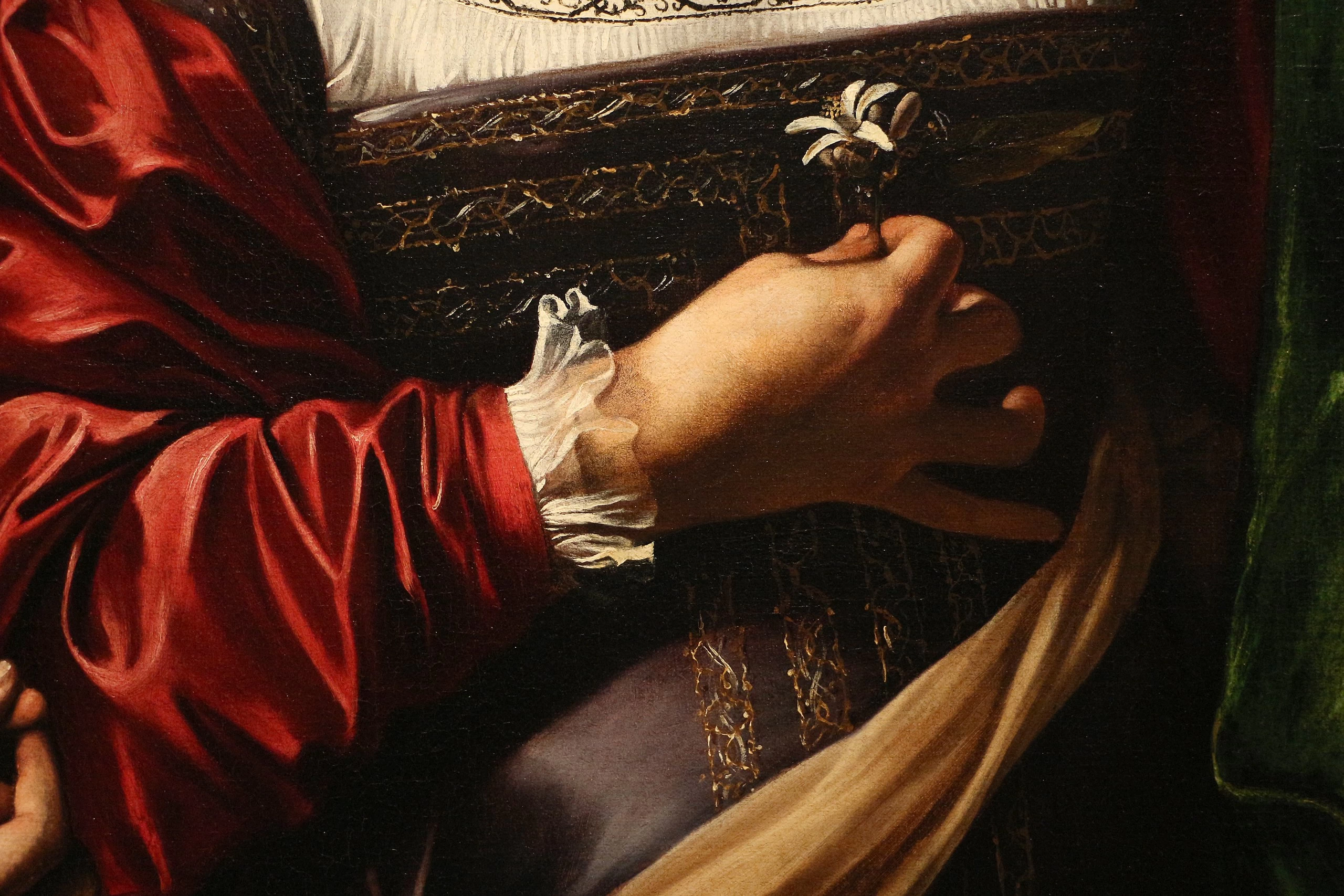 Caravaggio, Michelangelo Merisi 186 Marta e Maria Maddalena Institute of Arts, Detroit dettaglio 2