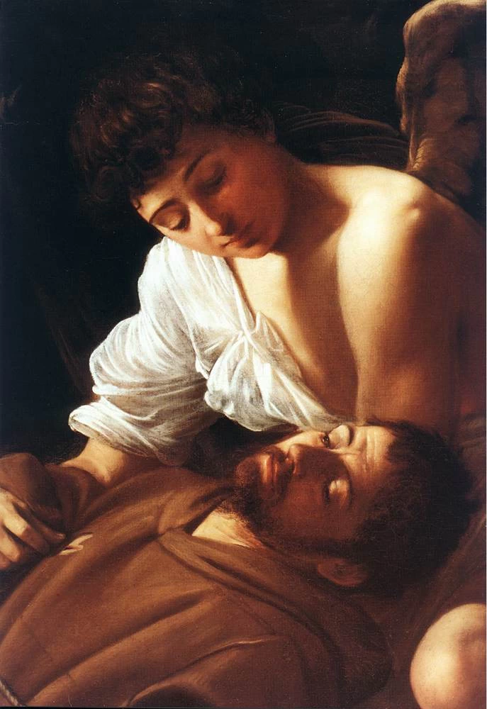 Caravaggio, Michelangelo Merisi 199 San Francesco in estasi Wadsworth Atheneum, Hartford dettaglio