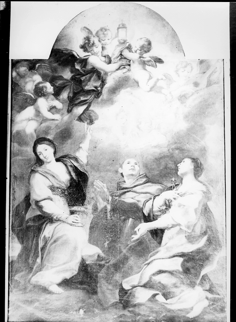 Giovanni Andrea Carlone 32 Santa Lucia, Sant'Apollonia, San Bernardino in adorazione dell'Eucarestia Montoggio, Genova