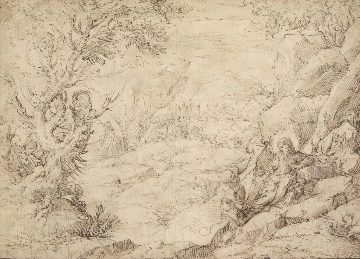 Agostino Carracci 148 Paesaggio con la tentazione di Cristo Yale University Art Gallery
