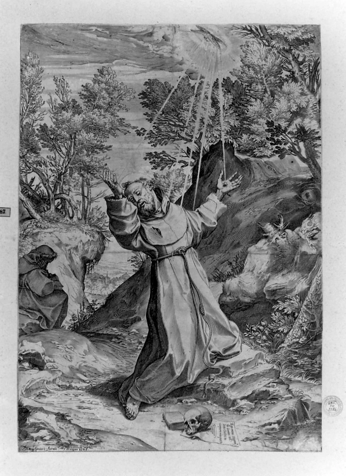 Agostino Carracci 176 San Francesco d'Assisi riceve le stimmate Collezione Remondini. Bassano del Grappa. Vicenza